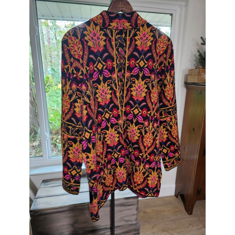Vintage Coldwater Creek Mandarin Collar Cardigan Jacobean Print Size medium - Picture 8 of 11